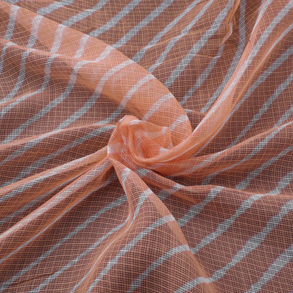 Peach - Leheriya Tie-Dye Kota Doria Cotton Fabric 54