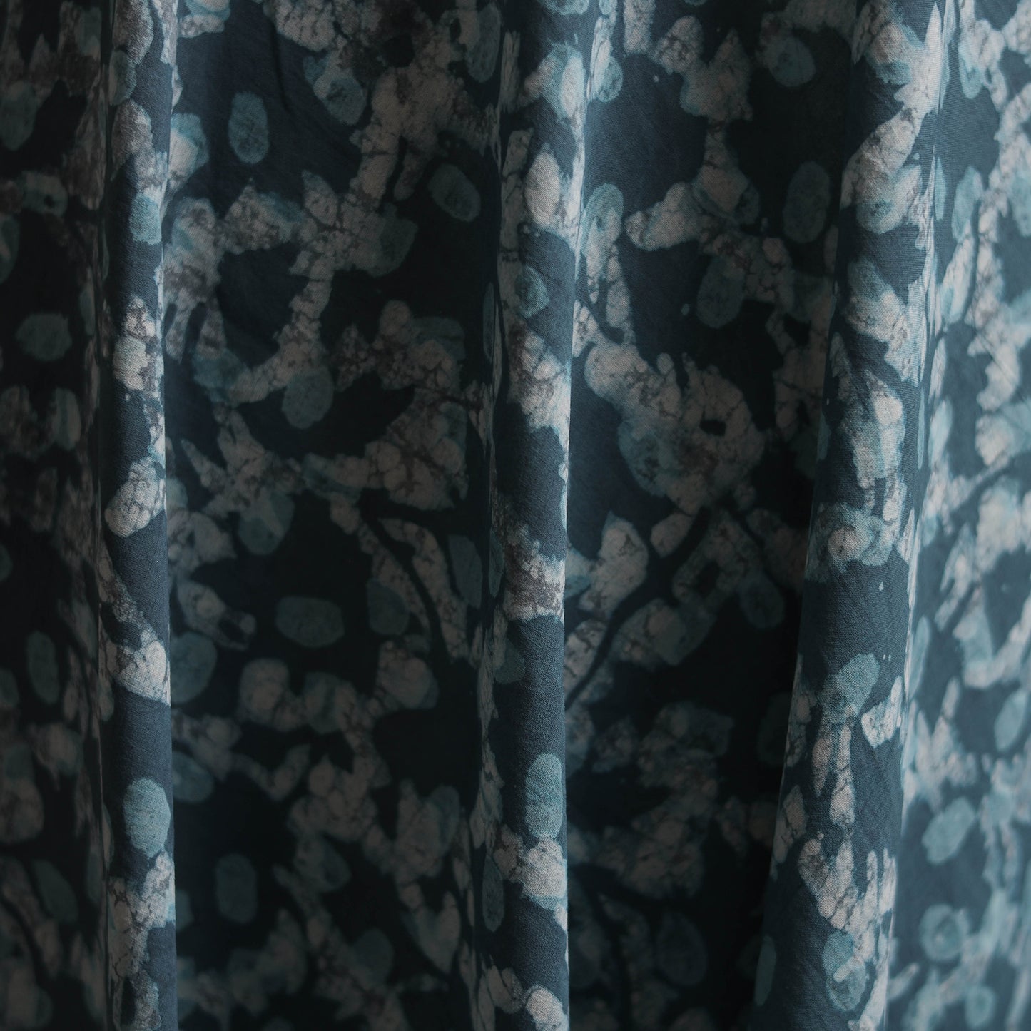 Green - Batik Dabu Hand Block Print Natural Dyed Pure Mul Cotton Fabric 08
