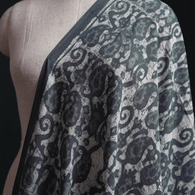 Grey - Batik Dabu Hand Block Print Natural Dyed Pure Mul Cotton Fabric 09