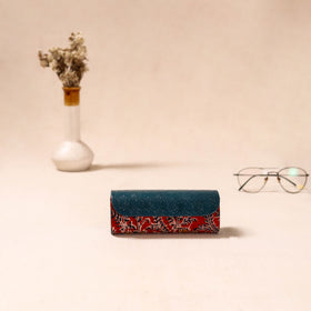 Embossed Leather Flap Kalamkari Spectacle Case by Asalkaar 49