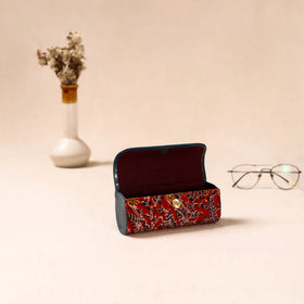 Embossed Leather Flap Kalamkari Spectacle Case by Asalkaar 49