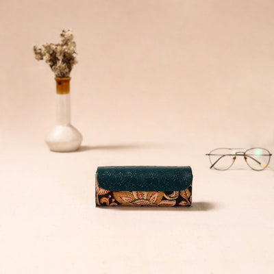 Embossed Leather Flap Kalamkari Spectacle Case by Asalkaar 50