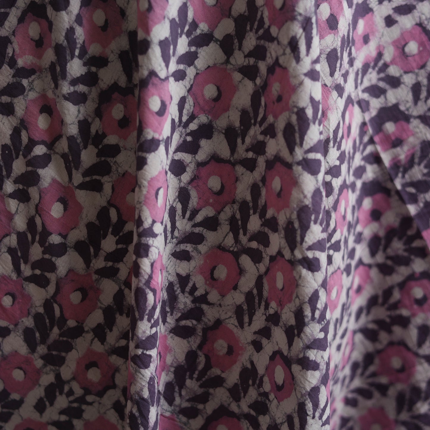 Purple - Batik Dabu Hand Block Print Natural Dyed Pure Mul Cotton Fabric 10