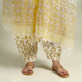 Buy Yellow Block Print Cotton Sanganeri Kurta Set