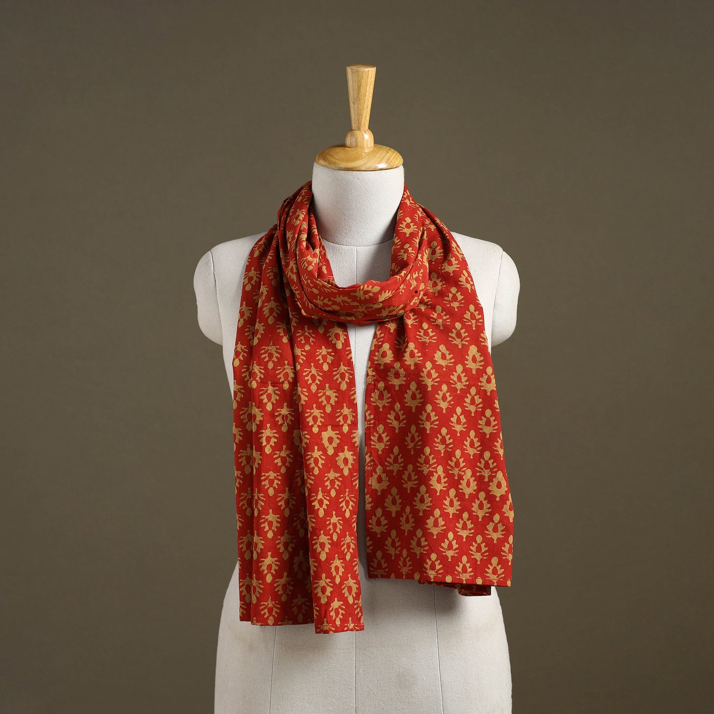 Red - pipad cotton stole 16 - handcrafted