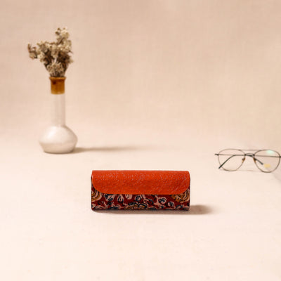 Embossed Leather Flap Kalamkari Spectacle Case by Asalkaar 54