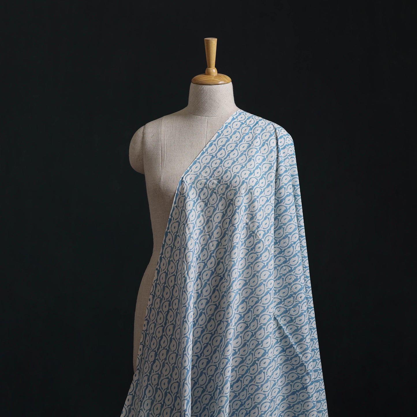Blue - Bagh Hand Block Indigo Print Pure Mul Cotton Natural Dyed Fabric 02