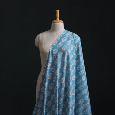 Bagh Hand Block Indigo Print Pure Mul Cotton Natural Dyed Fabric 03