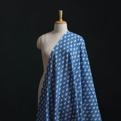 Bagh Hand Block Indigo Print Pure Mul Cotton Natural Dyed Fabric 04
