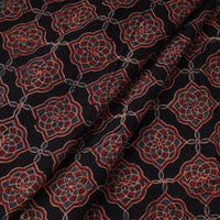 Black - Red Whorls Sufiyan Khatri Special Ajrakh Block Printed Natural Dyed Cotton Fabric 36