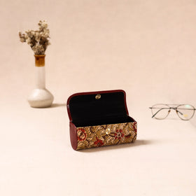 Embossed Leather Flap Kalamkari Spectacle Case by Asalkaar 56