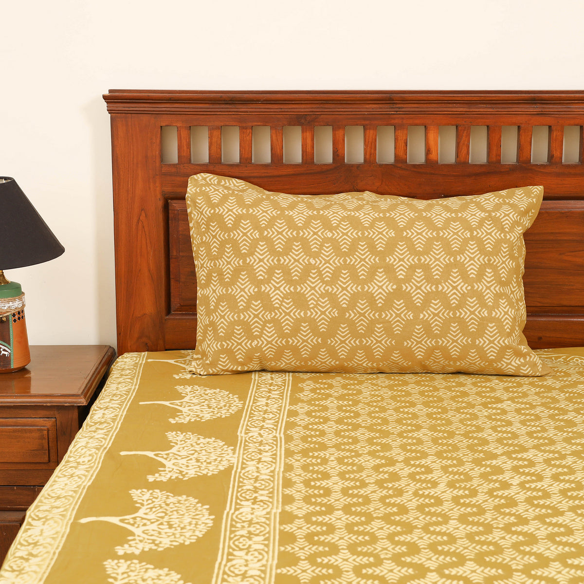 Pipad Hand Block Print Double Bedsheet with 2 Pillow Cover Set (108 x 90 in) 30