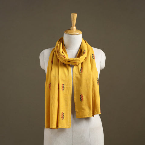 Yellow Jacquard Weave Cotton Stole