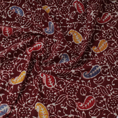 Maroon - Exclusive Indonesian Style Batik Printed Cotton Fabric 33
