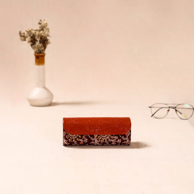 Embossed Leather Flap Kalamkari Spectacle Case by Asalkaar 63