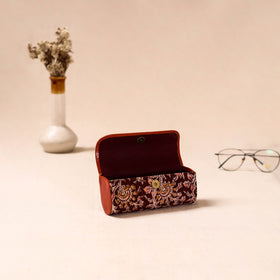 Embossed Leather Flap Kalamkari Spectacle Case by Asalkaar 63