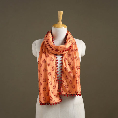 Peach - bagh cotton stole 37 - handcrafted