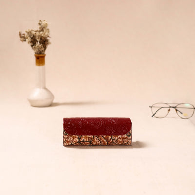 Embossed Leather Flap Kalamkari Spectacle Case by Asalkaar 64