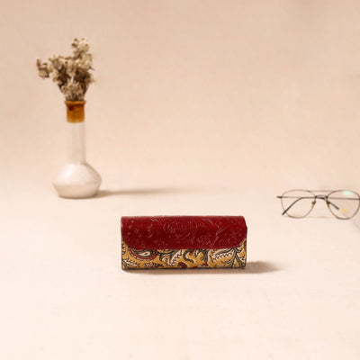 Embossed Leather Flap Kalamkari Spectacle Case by Asalkaar 65