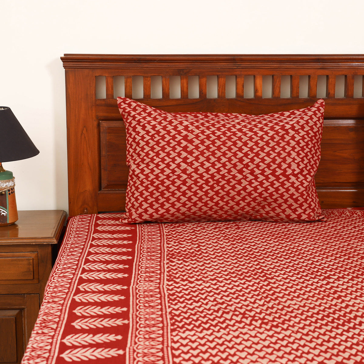 Pipad Hand Block Print Double Bedsheet with 2 Pillow Cover Set (108 x 90 in) 33