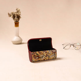 Embossed Leather Flap Kalamkari Spectacle Case by Asalkaar 65