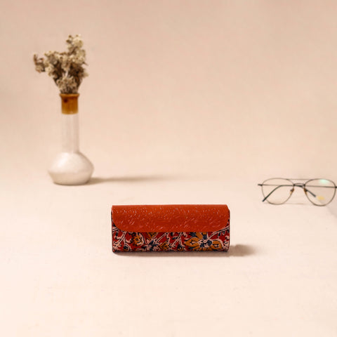 Embossed Leather Flap Kalamkari Spectacle Case by Asalkaar 66