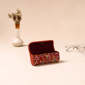 Embossed Leather Flap Kalamkari Spectacle Case by Asalkaar 66