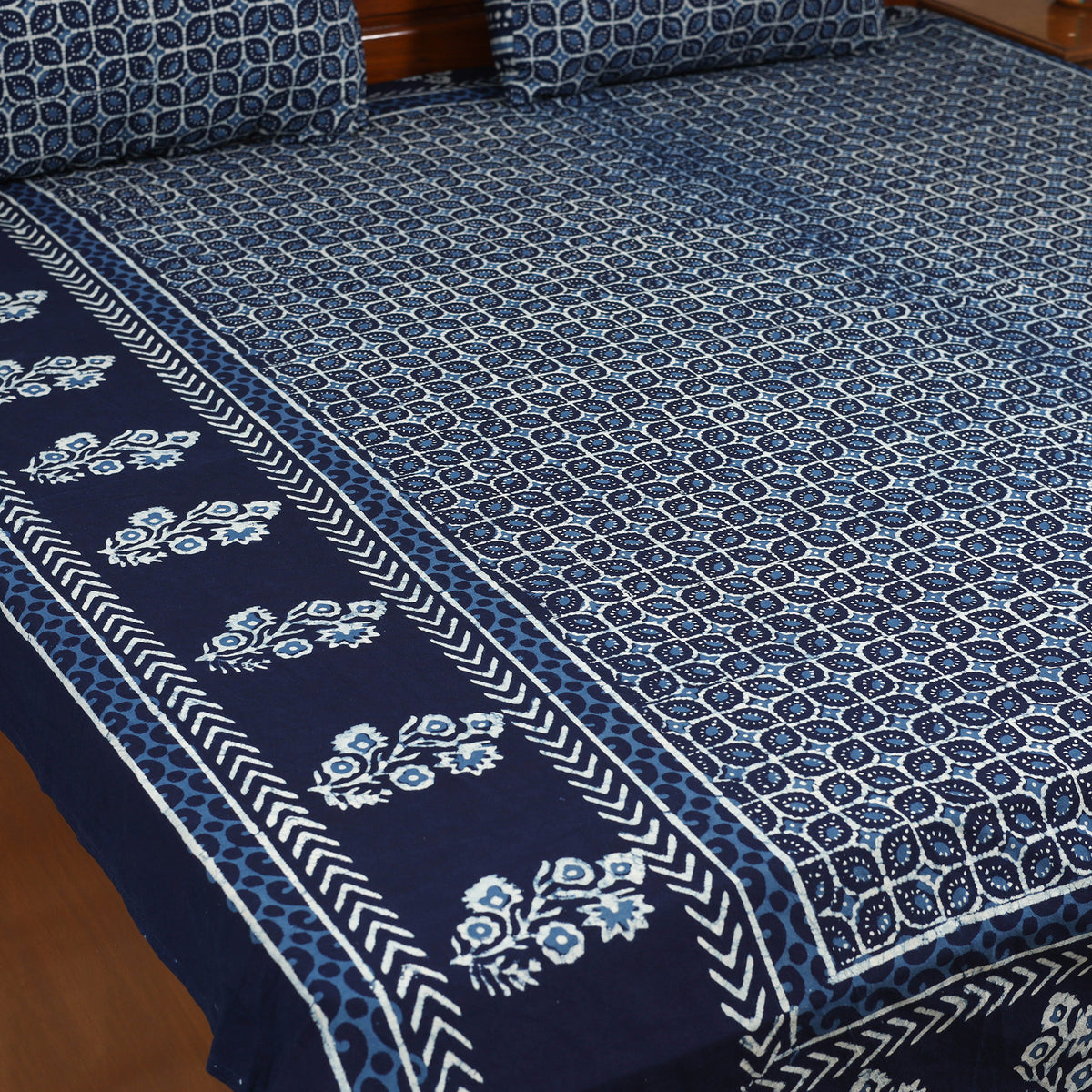 Pipad Hand Block Print Double Bedsheet with 2 Pillow Cover Set (108 x 90 in) 34