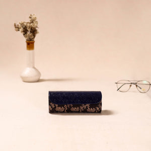 Blue - Embossed Leather Flap Kalamkari Spectacle Case by Asalkaar 67