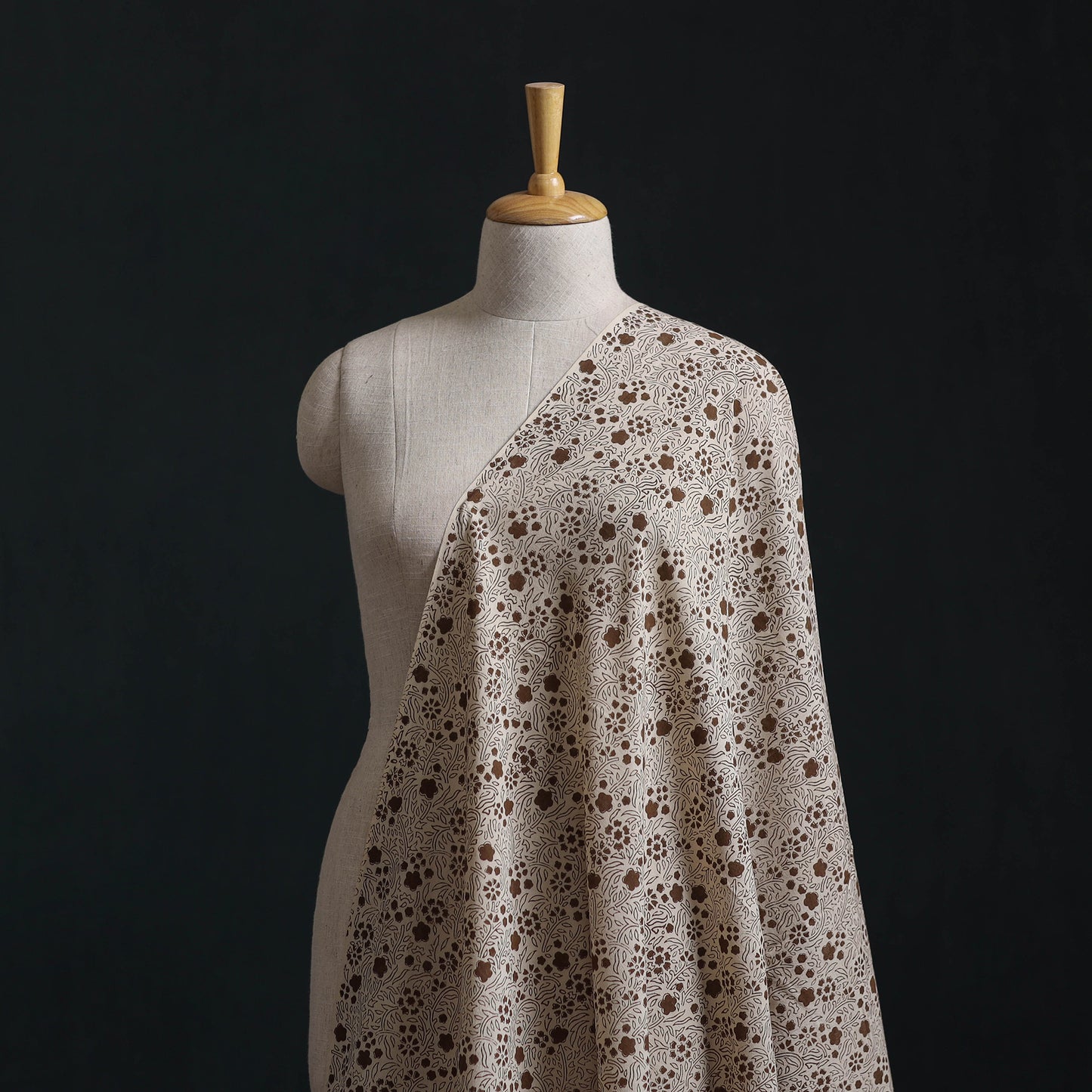 Beige - Bagh Hand Block Print Natural Dyed Cotton Fabric 08