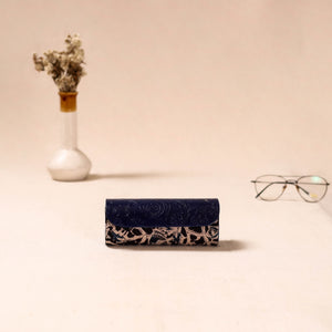 Blue - Embossed Leather Flap Kalamkari Spectacle Case by Asalkaar 68