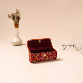 Embossed Leather Flap Kalamkari Spectacle Case by Asalkaar 69