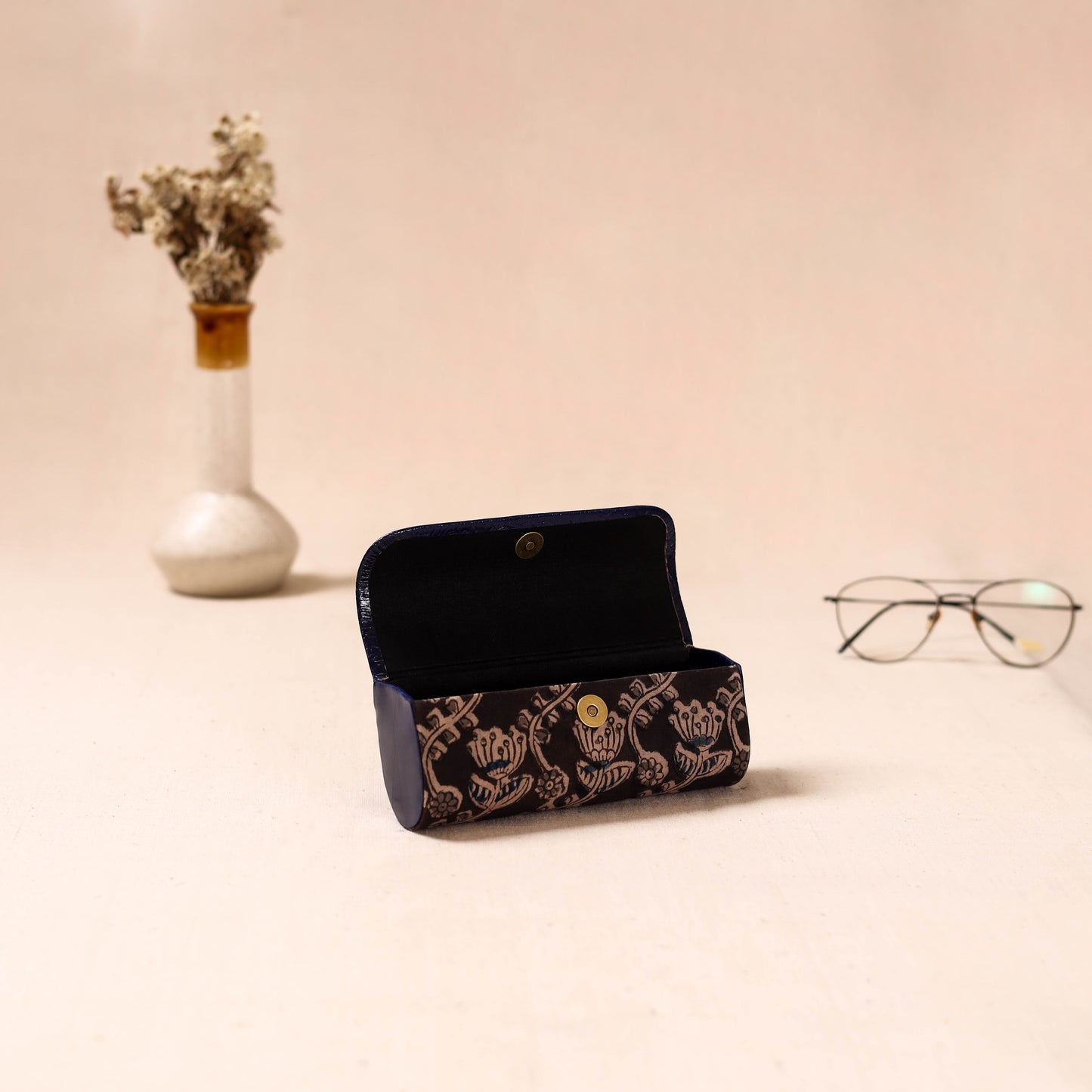 Embossed Leather Flap Kalamkari Spectacle Case by Asalkaar 70