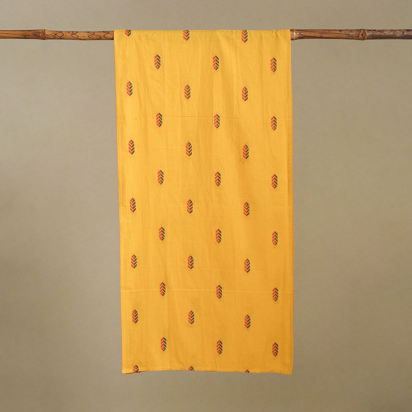 Yellow Jacquard Weave Cotton Stole
