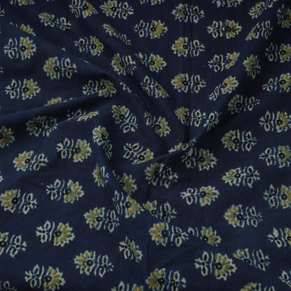 Blue -Tiny Aster Butta's Ajrakh Natural Dyed Hand Block Printed Cotton Fabric 21