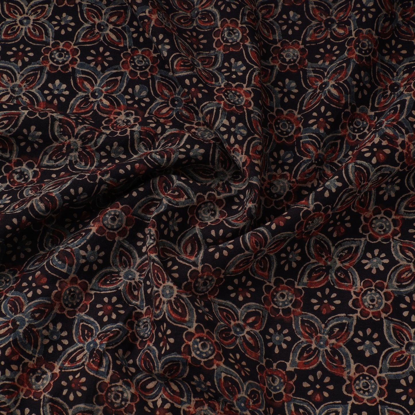 Black - Ajrakh Hand Block Printed Cotton Fabric 22