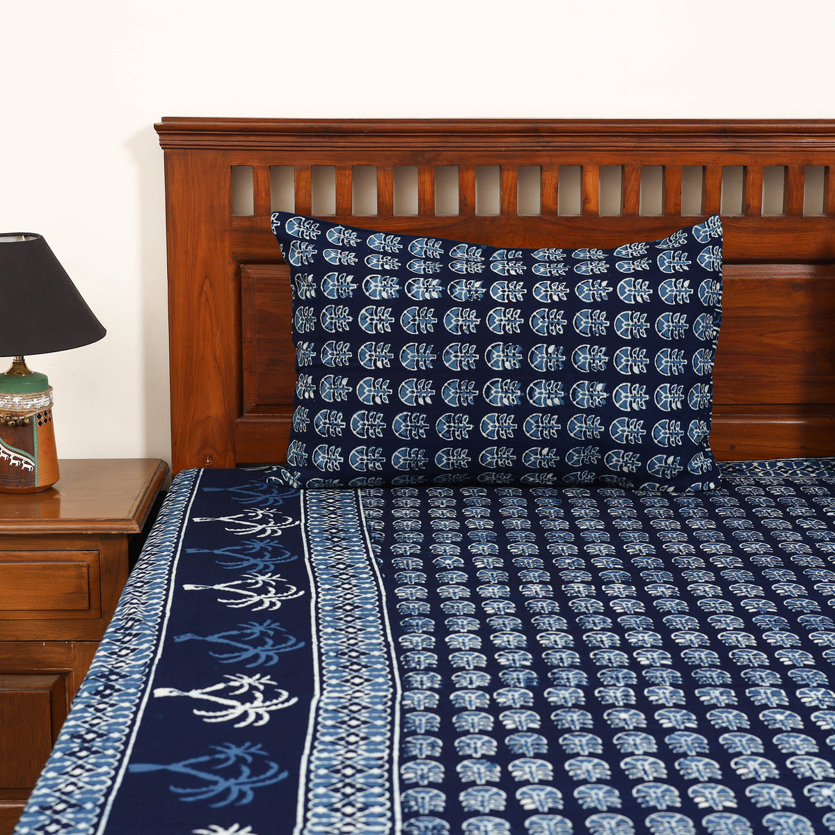Pipad Hand Block Print Double Bedsheet with 2 Pillow Cover Set (108 x 90 in) 36