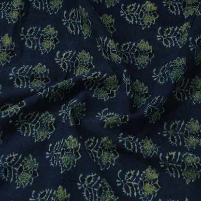 Nightfall Butta On Blue Ajrakh Hand Block Printed Natural Dyed Cotton Fabric 23