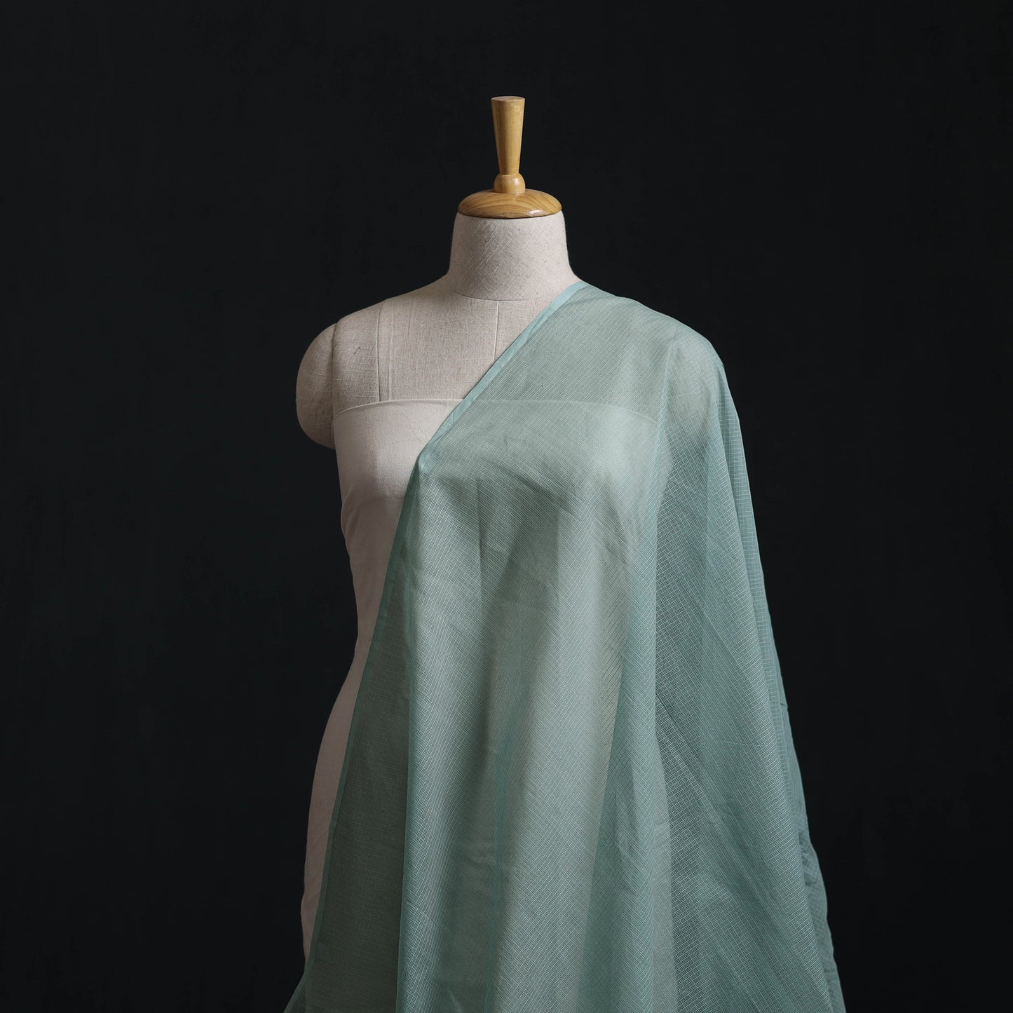 Green - Plain Kota Doria Cotton Fabric 02