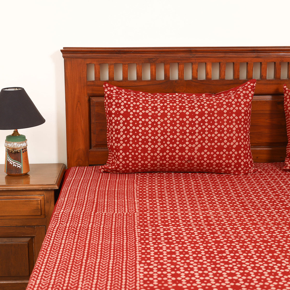 Pipad Hand Block Print Double Bedsheet with 2 Pillow Cover Set (108 x 90 in) 37