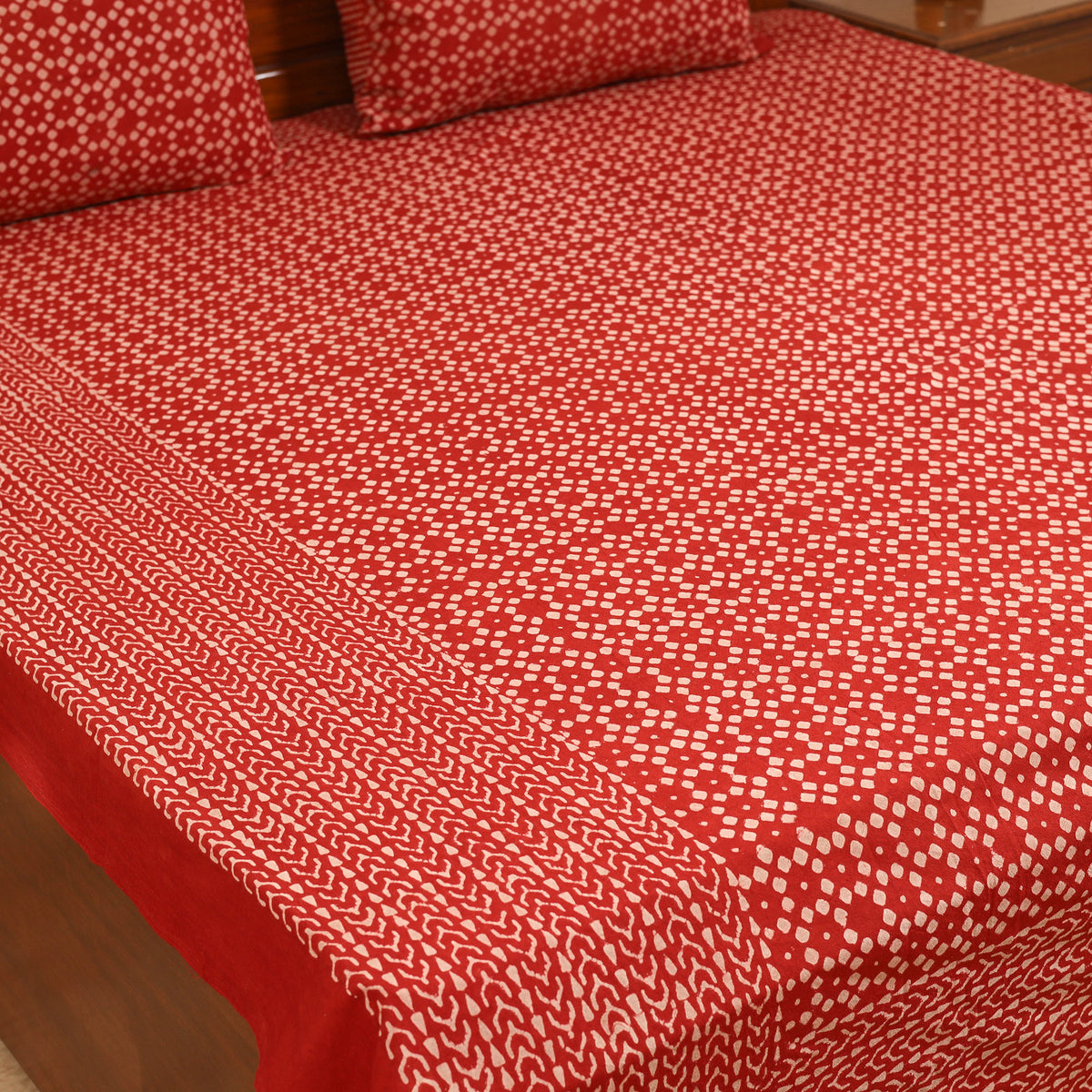 Pipad Hand Block Print Double Bedsheet with 2 Pillow Cover Set (108 x 90 in) 37