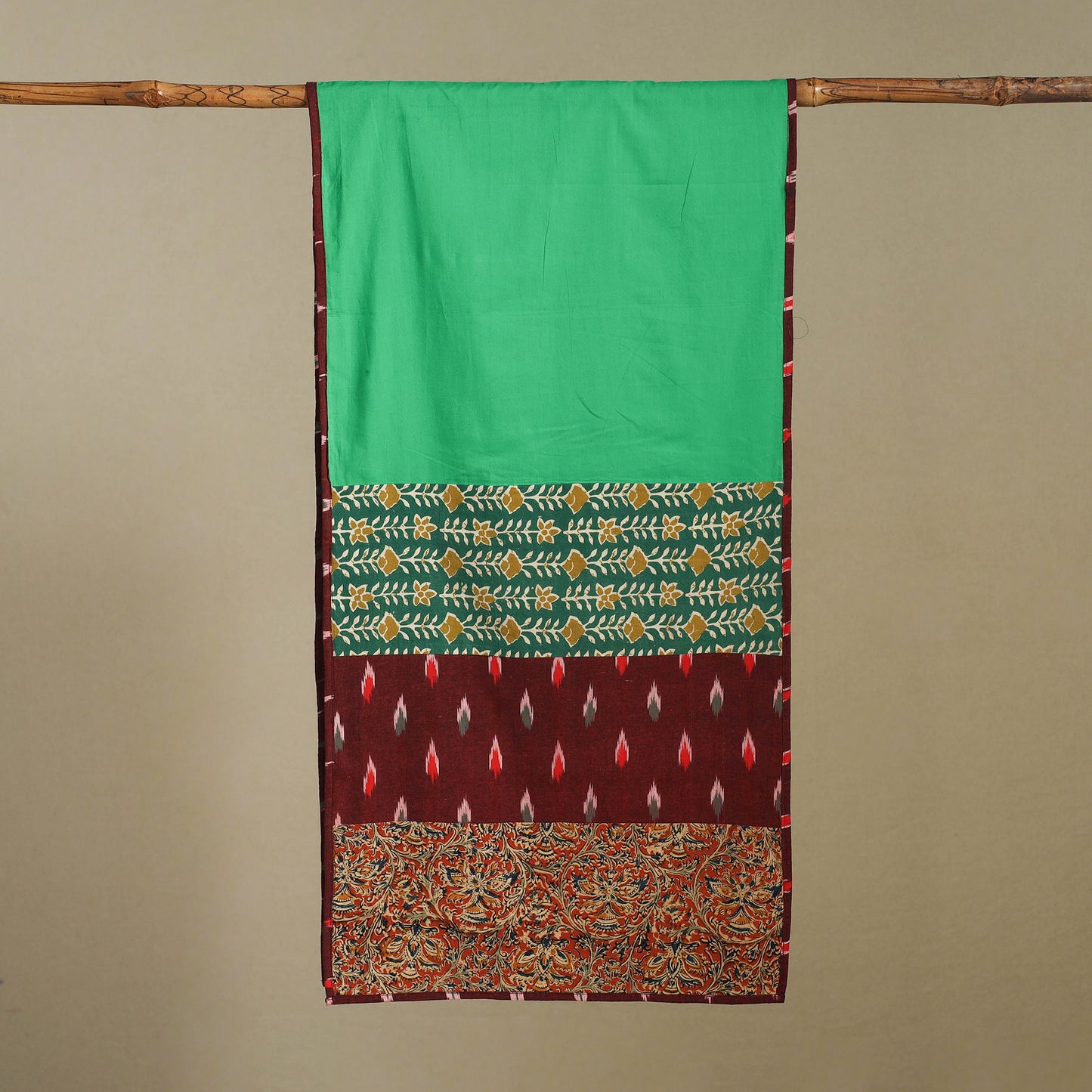 Multicolor - plain cotton patchwork stole 03 - handcrafted