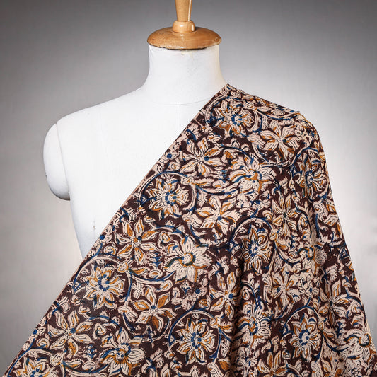 Brown - Kalamkari Block Printed Cotton Fabric