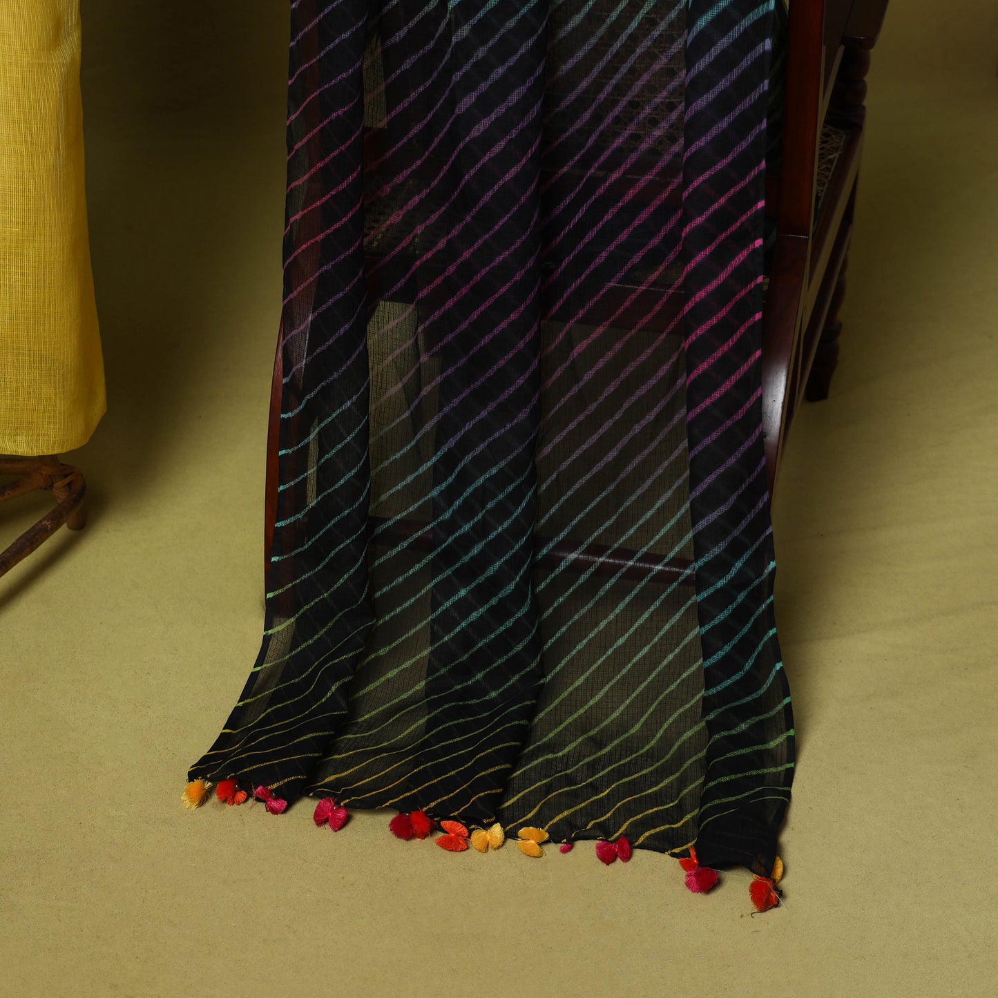 Yellow - 2pc cotton unstitched hand embroidery kota doria