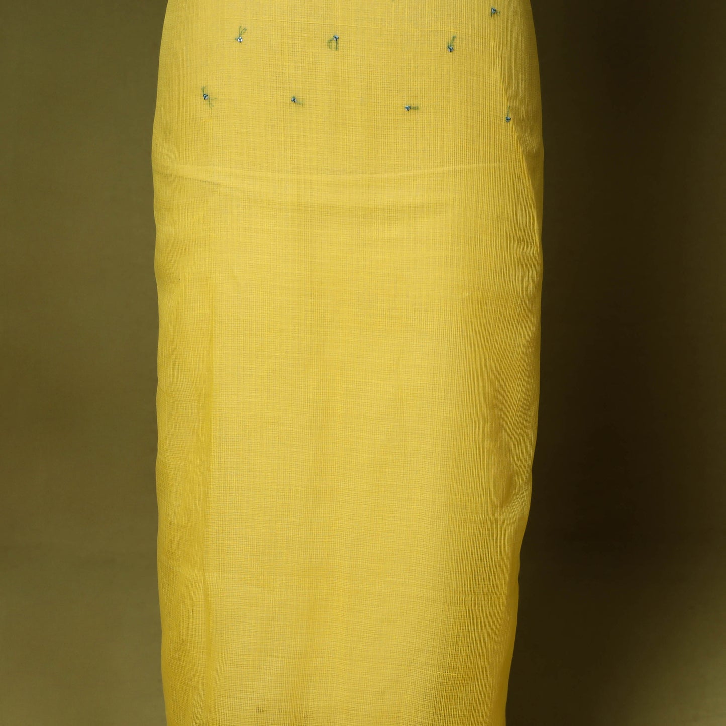 Yellow - 2pc cotton unstitched hand embroidery kota doria