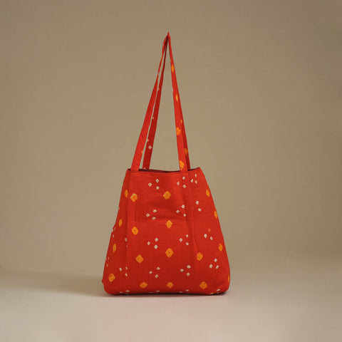 Orange- Handcrafted Fabric Jhola Bag 10