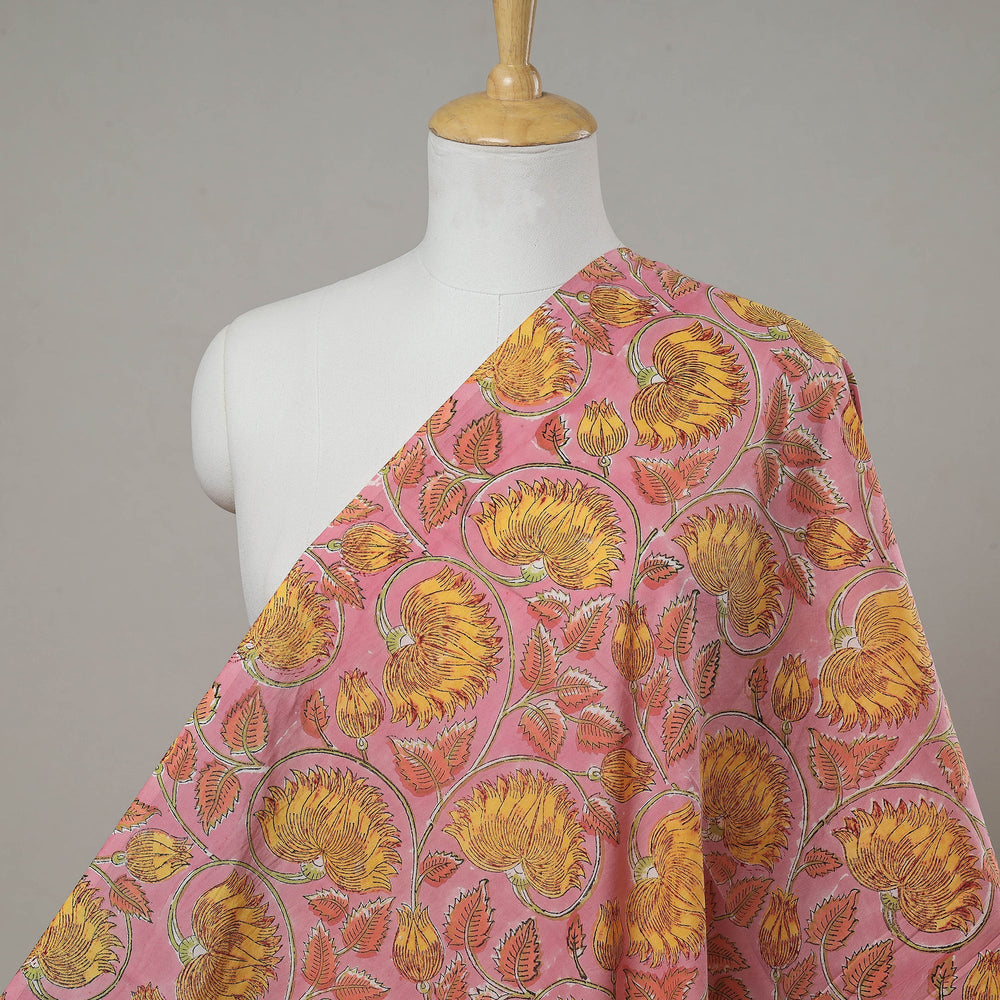 Pink - Kamal Buti Cotton Sanganeri Print Fabric 06