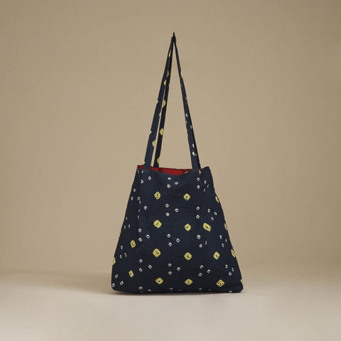 Blue - Handcrafted Fabric Jhola Bag 16