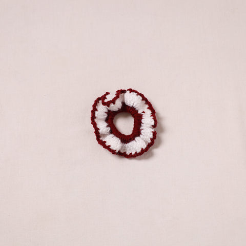 White - Handmade Crochet Hair Rubber Band/Scrunchie 25