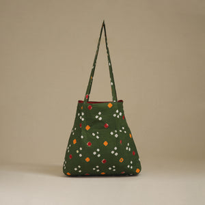 Green - Handcrafted Fabric Jhola Bag 18